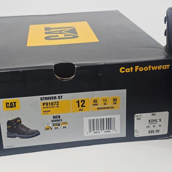 Caterpillar Men\'s Striver Steel Toe Brown Leather Work Boot Size 12 NEW main image 10